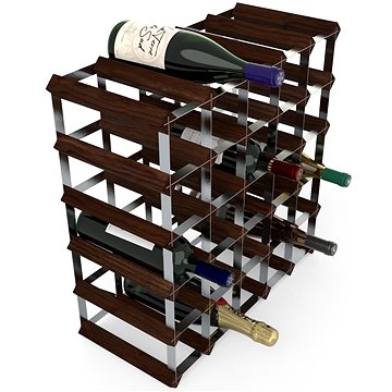 RTA Stojan na víno na 30 lahví, tmavá borovice - pozinkovaná ocel / rozložený (WINE0106)