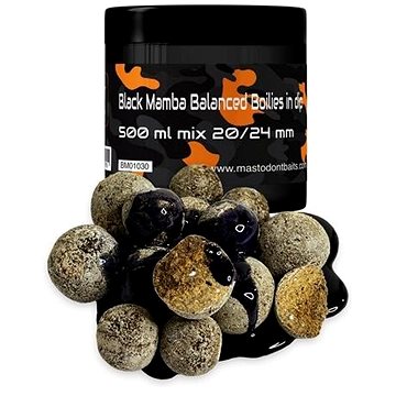 Mastodont Baits Balanced Boilie in dip Black Mamba 20/24mm 500ml (8594187922955)