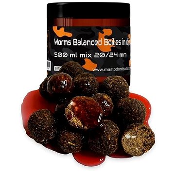 Mastodont Baits Balanced Boilie in dip Worms 20/24mm 500ml (8594187922924)