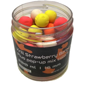 Mastodont Baits Fluo pop-up Krill Strawberry Bergamot 16mm 200ml Mix barev (8594187923082)