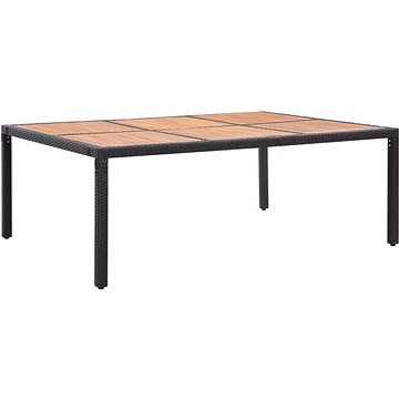 Zahradní stůl černý 200 × 150 × 74 cm polyratan a akáciové dřevo, 46134 (46134)