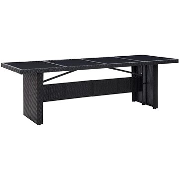 Zahradní stůl černý 240 × 90 × 74 cm polyratan a sklo, 310071 (310071)