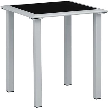 Zahradní stolek černý a stříbrný 41 × 41 × 45 cm ocel a sklo, 310541 (310541)