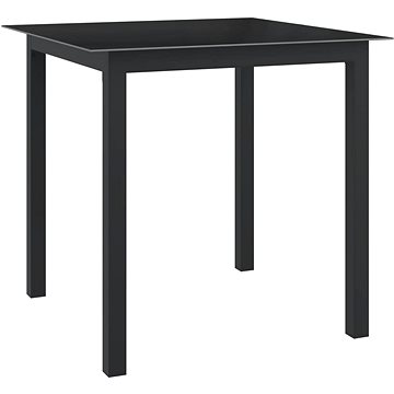 Zahradní stůl černý 80 × 80 × 74 cm hliník a sklo, 312200 (312200)