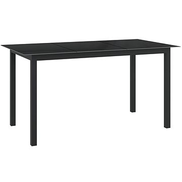 Zahradní stůl černý 150 × 90 × 74 cm hliník a sklo, 312201 (312201)