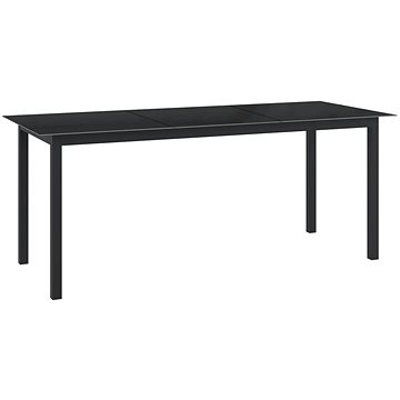 Zahradní stůl černý 190 × 90 × 74 cm hliník a sklo, 312202 (312202)