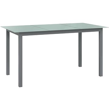 Zahradní stůl světle šedý 150 × 90 × 74 cm hliník a sklo, 312204 (312204)
