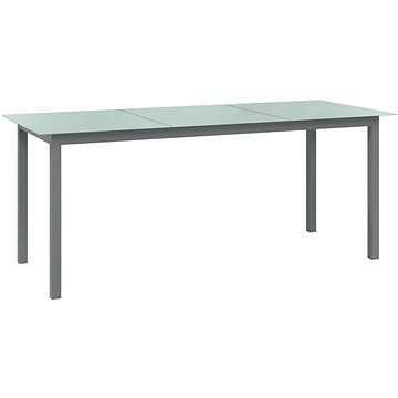 Zahradní stůl světle šedý 190 × 90 × 74 cm hliník a sklo, 312205 (312205)