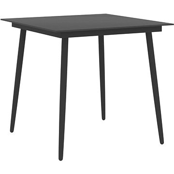 Zahradní jídelní stůl černý 80 × 80 × 74 cm ocel a sklo, 313114 (313114)
