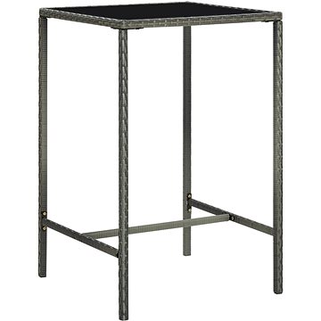 Zahradní barový stůl šedý 70 × 70 × 110 cm polyratan a sklo, 313459 (313459)