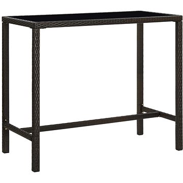 Zahradní barový stůl hnědý 130 × 60 × 110 cm polyratan a sklo, 313460 (313460)