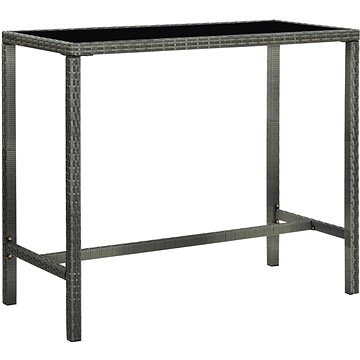 Zahradní barový stůl šedý 130 × 60 × 110 cm polyratan a sklo, 313462 (313462)