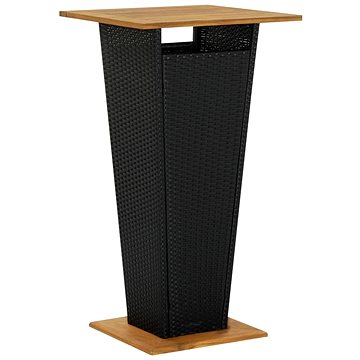 Barový stůl černý 60 × 60 × 110 cm polyratan a masivní akácie, 313463 (313463)