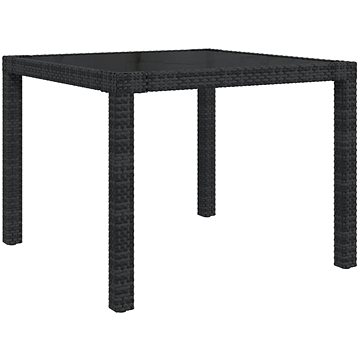 Zahradní stůl 90 × 90 × 75 cm tvrzené sklo a polyratan černý , 316699 (316699)