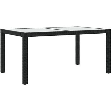 Zahradní stůl 150 × 90 × 75 cm tvrzené sklo a polyratan černý, 316705 (316705)