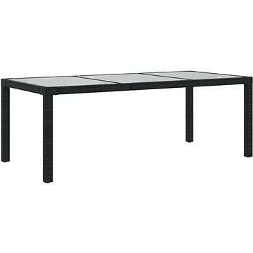 Zahradní stůl černý 190 × 90 × 75 cm tvrzené sklo a polyratan, 316712 (316712)