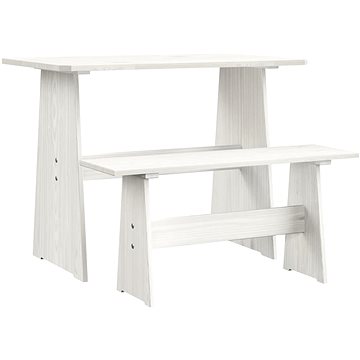 Jídelní stůl s lavicí bílý masivní borové dřevo, 327251 (327251)