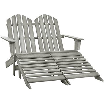 2místná zahradní židle Adirondack a podnožka jedlové dřevo šedá, 315910 (315910)