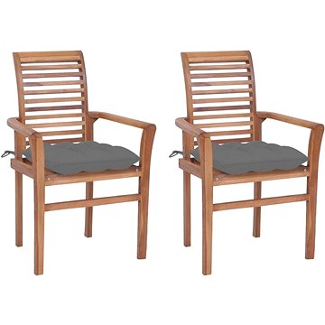 Jídelní židle 2 ks šedé podušky masivní teak, 3062611 (3062611)