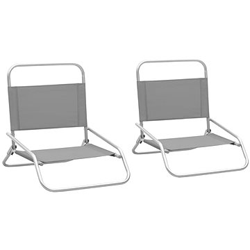 Skládací plážové židle 2 ks šedé textil, 310368 (310368)
