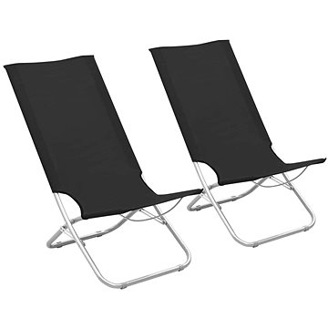 Skládací plážové židle 2 ks textil černé, 310375 (310375)