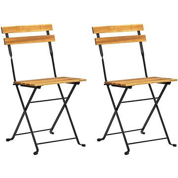 Skládací zahradní židle 2 ks ocel a masivní akáciové dřevo, 313160 (313160)