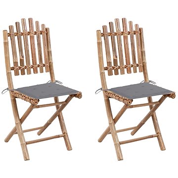 Skládací zahradní židle s poduškami 2 ks bambus, 3063988 (3063988)