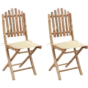 Skládací zahradní židle s poduškami 2 ks bambus, 3063989 (3063989)