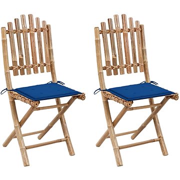 Skládací zahradní židle s poduškami 2 ks bambus, 3063991 (3063991)