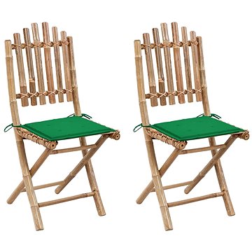 Skládací zahradní židle s poduškami 2 ks bambus, 3063992 (3063992)