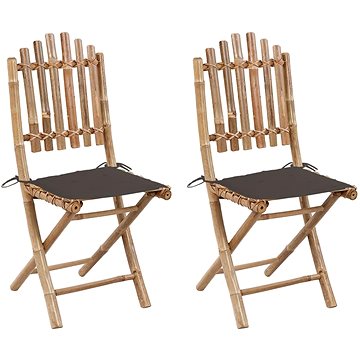Skládací zahradní židle s poduškami 2 ks bambus, 3063995 (3063995)