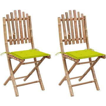 Skládací zahradní židle s poduškami 2 ks bambus, 3063998 (3063998)