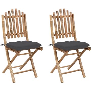 Skládací zahradní židle s poduškami 2 ks bambus, 3064002 (3064002)