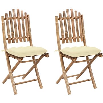Skládací zahradní židle s poduškami 2 ks bambus, 3064004 (3064004)