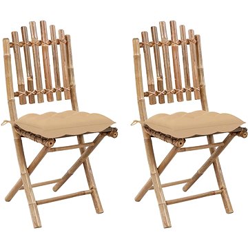 Skládací zahradní židle s poduškami 2 ks bambus, 3064005 (3064005)