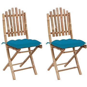 Skládací zahradní židle s poduškami 2 ks bambus, 3064006 (3064006)