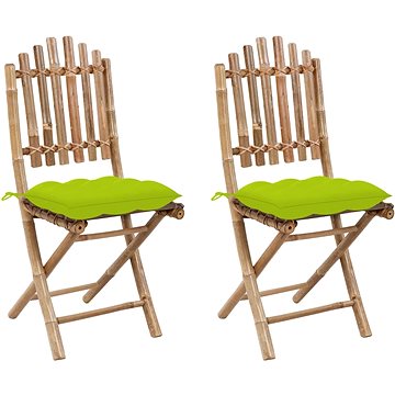 Skládací zahradní židle s poduškami 2 ks bambus, 3064013 (3064013)