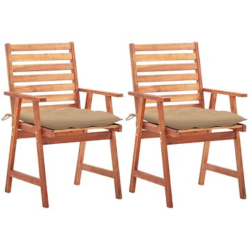 Zahradní jídelní židle 2 ks s poduškami masivní akáciové dřevo, 3064338 (3064338)