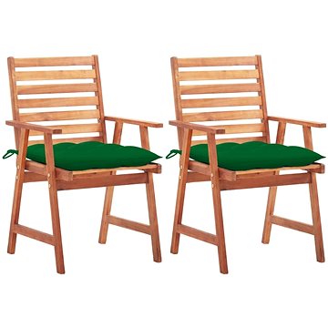 Zahradní jídelní židle 2 ks s poduškami masivní akáciové dřevo, 3064340 (3064340)