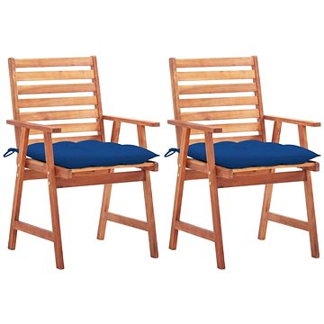 Zahradní jídelní židle 2 ks s poduškami masivní akáciové dřevo, 3064345 (3064345)