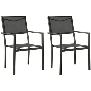 Zahradní židle 2 ks textilen a ocel černé a antracitové, 313077 (313077)