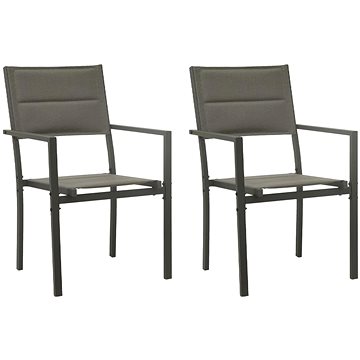 Zahradní židle 2 ks textilen a ocel šedé a antracitové, 313079 (313079)