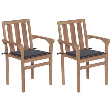Zahradní židle 2 ks antracitové podušky masivní teakové dřevo, 3062208 (3062208)
