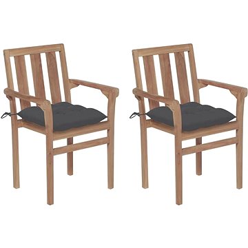 Zahradní židle 2 ks antracitové podušky masivní teakové dřevo, 3062223 (3062223)