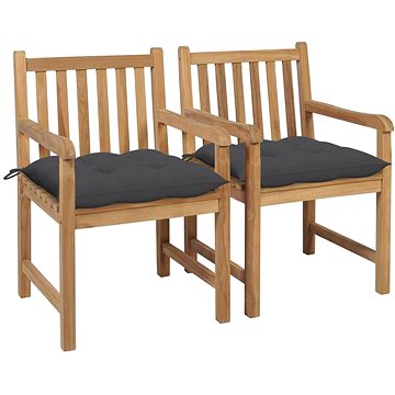Zahradní židle 2 ks antracitové podušky masivní teak, 3062745 (3062745)