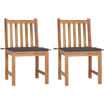 Zahradní židle 2 ks s poduškami masivní teakové dřevo, 3062916 (3062916)