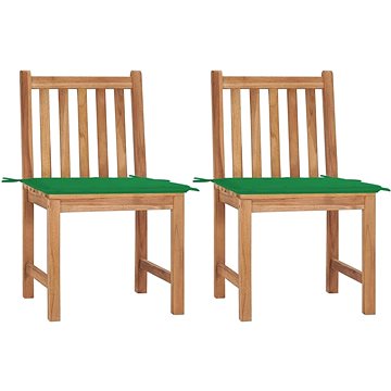 Zahradní židle 2 ks s poduškami masivní teakové dřevo, 3062921 (3062921)