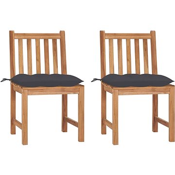 Zahradní židle 2 ks s poduškami masivní teakové dřevo, 3062931 (3062931)