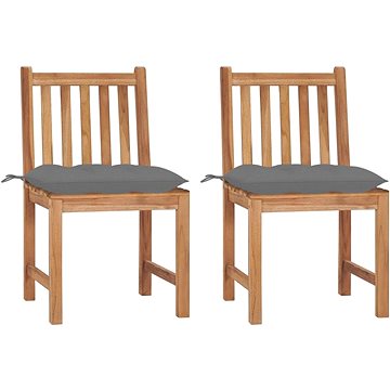 Zahradní židle 2 ks s poduškami masivní teakové dřevo, 3062932 (3062932)