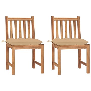 Zahradní židle 2 ks s poduškami masivní teakové dřevo, 3062934 (3062934)